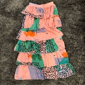 🍒NWT JUST HYPE BOHO RUFFLE MAXI SKIRT SIZE 4🍒